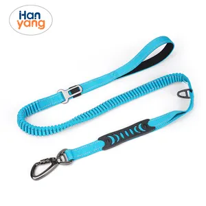 HanYang Custom 2 Padded Handles Training Leash Strong Bungee Shock Absorbing Dog Leash Heavy Duty Dog Leash with Car Seatbelt