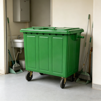 Conteneur à déchets en acier galvanisé multi-tailles 30L 50L 100L 240L avec couvercle rabattable et poignées antidérapantes pour immeuble de bureaux