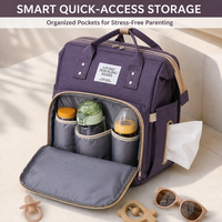 Sac à dos à langer avec lit bébé pliable, auvent pare-soleil, sac de maternité imperméable avec poches isothermes, sangles de poussette, OEM
