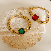 Collier géométrique à maillons cubains en acier inoxydable plaqué or de luxe léger et coloré