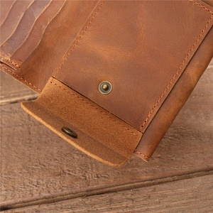 For Boshiho Customized Vintage Real Leather Bifold <b>RFID</b> <b>Wallet</b> Short Men's Handmade Full Grain Leather Cards Holder Open Gift - Product Image 4