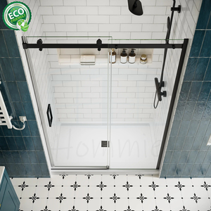 Porte de douche semi-cadre doré brossé, verre trempé 8 mm, cadre en aluminium premium, glissière silencieuse - Product Image 3