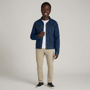 <b>Mens</b> Blue Denim <b>Jacket</b> Classic Jean Outerwear with Turn Down Collar <b>Long</b> Sleeve Durable and Stylish for Everyday Wear - Product Image 1