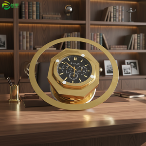 ساعة نحتية ذهبية حديثة بطول 1.4 متر مصنوعة حسب الطلب في المصنع مع تلميع سطحي للديكور المنزلي من الفولاذ المقاوم للصدأ مطلية بالذهب - Product Image 6