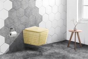 โถสุขภัณฑ์แบบแขวนผนังไร้ขอบเซรามิก สีชมพูสำหรับผู้หญิง ผลิตในจีน - Product Image 6