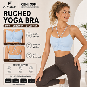 FITVOLT Ingrosso Hot Sale Top Yoga e Palestra Senza Cuciture, Semplice, Traspirante, Antibatterico, Supporto Medio, Senza Spalline, Incrociato sulla Schiena, Logo Frontale - Product Image 1