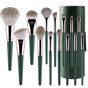 <span class=keywords><strong>New</strong></span> <span class=keywords><strong>Arrival</strong></span> 14 Cái Bàn Chải Trang Điểm Gỗ Xử Lý Mỹ Phẩm Brush Set Màu Xanh Lá Cây Makeup <span class=keywords><strong>Brushes</strong></span> Với Ống - Product Image 1