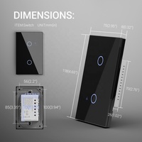 US 2 Gang Wall Smart Switch Pas de neutre et neutre Tuya Wifi Switch Système de contrôle d'éclairage mural pour hôtel/maison avec Alexa Google