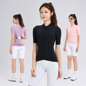 Women's Short Sleeve Cycling Jersey Quick Dry Breathable <b>Road</b> Bike Shirt with <b>Back</b> Pockets - Product Image 1