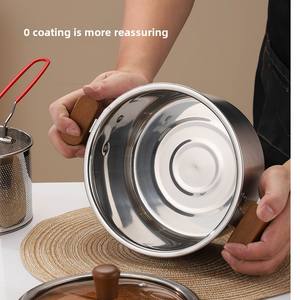 Olla freidora de acero inoxidable con cesta, tapa de <span class=keywords><strong>pequeña</strong></span> capacidad, multiusos para cocinar alitas de pollo, mariscos y verduras - Product Image 3