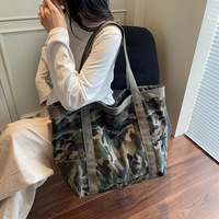 Sac fourre-tout en toile camouflage léopard, fermeture éclair durable, double bretelles, léger, grande capacité, pour femmes, voyages en plein air