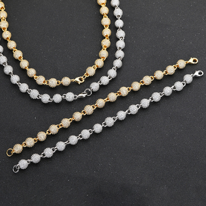 Collana Unisex con Catena da 8mm in Argento Sterling, Perline Rotonde con Micro Pavé di Diamanti, Gioiello per Feste in Materiale S925, Catena Ghiacciata per Donne - Product Image 6