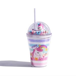 Verre à smoothie en plastique <span class=keywords><strong>réutilisable</strong></span> avec couvercle, <span class=keywords><strong>licorne</strong></span>, transparent, anti-fuite, double paroi, sans BPA, logo personnalisé, 13OZ - Product Image 1