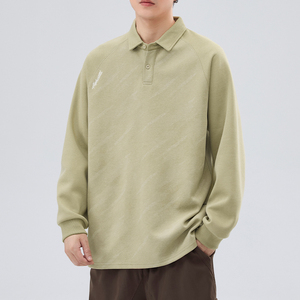 Top 2025 primavera autunno da uomo alla moda felpa foderata in pile per collo a <span class=keywords><strong>Polo</strong></span> Pullover a maniche lunghe spessito ampio solido - Product Image 3