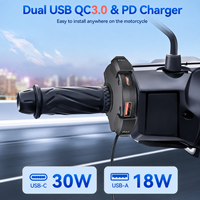 Chargeur universel pour guidon de moto USB-C PD 30W USB-A QC3.0 18W, adaptateur d'alimentation étanche pour motos, ATV, UTV