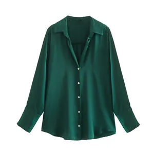 5 colorway solid color buttons up turn down collar long sleeve casual women blouse