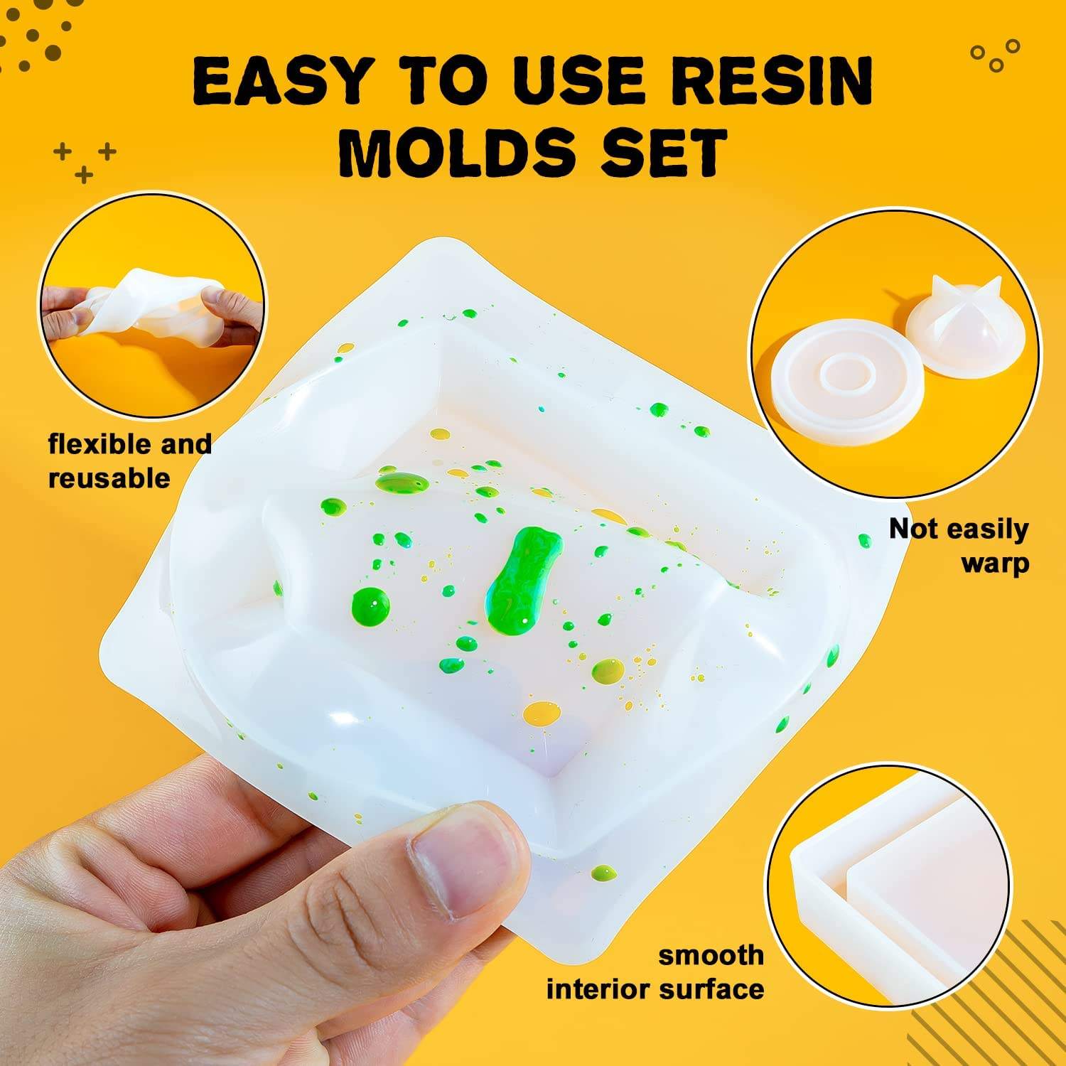 14 Buah Cetakan Resin Epoksi Termasuk Kit Cetakan Silikon Liontin Batu  Coaster Asbak Piramida Kubus Bola