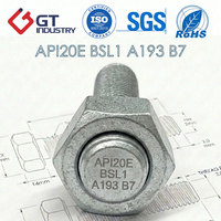 DIN976 Standard API 20E Zinc Chromate A193 B7 Carbon Steel Metric Stud Bolt M14-M36 API 20E Bsl Thread Rod for Heavy Industry