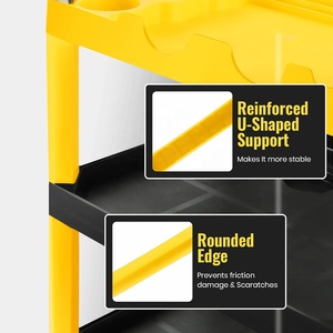 Chariot de rangement 3 niveaux jaune et noir pour detailing automobile, avec crochets pour panneaux de rangement, organisateur pour lavage de voitures, <span class=keywords><strong>garage</strong></span>, atelier, bricolage et maison - Product Image 5