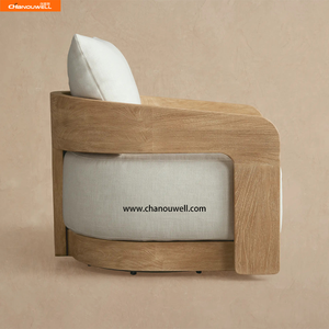 Fauteuil pivotant en teck moderne avec coussins imperméables durables <span class=keywords><strong>pour</strong></span> la détente en plein air - Design écologique - Product Image 3