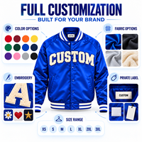 Blouson Bomber en Satin Personnalisé Fabricant OEM ODM avec Applique Lettres en Chenille, Bordure Côtelée Rayée et Boutons Pression pour Marques de Streetwear
