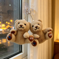 Adorable porte-clés ou breloque de sac en peluche brodée en forme d'ours en peluche pieds nus