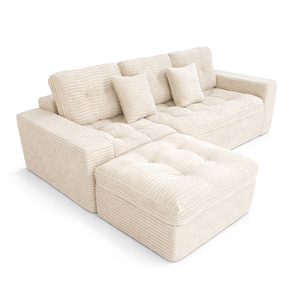 Juego de Sofás Modulares Convertibles Cloud de 105 Pulgadas, Otomana Seccional DIY, Algodón, Piel Sintética de Conejo, Terciopelo, Cómodo Sofá para Sala de Estar u Hotel - Product Image 6