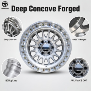 Rines Cóncavos Forjados en Plata Pulida de 17, 18 y 20 Pulgadas, Modelo DW 6061-T6, para F150, Silverado, Sierra 5x114.3, Ligeros y de Alto Rendimiento - Product Image 4
