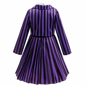 Costume da Bambina per Cosplay <span class=keywords><strong>Mercoledì</strong></span>, Abito a Righe in Poliestere, Costume per Feste, Travestimento per Bambini Ispirato a Film e Serie TV - Product Image 3