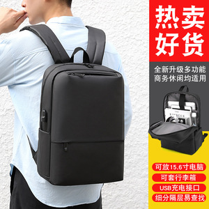 Laptop <b>Backpack</b> Black Large Capacity Business Travel Water Resistant <b>Backpack</b> For Men With Front Pocket And Adjustable <b>Straps</b> - Product Image 3