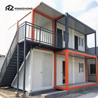 Bâtiment modulaire préfabriqué en conteneurs, maison de 2 étages en conteneurs pliables