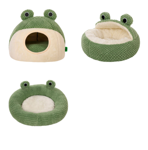Fabrik Großhandel Plüsch warmes Hunde bett drei kleine Frosch Serie Katzen nest Herbst und Winter Leder Haustier Bett - Product Image 5
