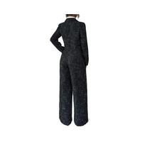 Ensemble deux pièces professionnel sur mesure, direct usine, comprenant un blazer en tweed à carreaux coupe ample et un pantalon à jambes larges à motif uni, pour le printemps