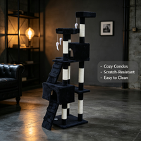 Arbre à chat multi-niveaux beige, poteaux à gratter en sisal, condos et rampes en peluche, jouets suspendus, mobilier de jeu d'intérieur pour chatons