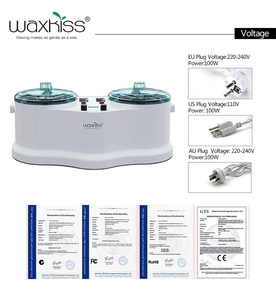 Chauffe-cire professionnel WAXKISS 4 en 1, double pot et double cartouche, 800 ml*2+100 ml*2, grande capacité, pour usage en salon - Product Image 6