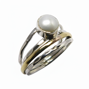 Fait à la main belle Collection en argent Sterling 925 pile anneaux perle diamant éternité Vermeil pour la fête de mariage porter pour les femmes - Product Image 1