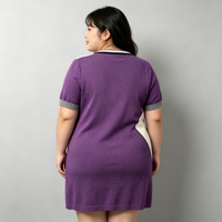 Robe courte à manches courtes en tricot décontractée pour femmes, avec logo en lettres jacquard personnalisé OEM ODM, style A-line, printemps