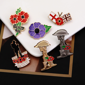 Lest We Forget Red Poppy Flower Enamel Pin <strong>Brooches</strong> Soldier Veteran <strong>UK</strong> Commemorate Remembrance Day for Backpack Bag Jewelry - Product Image 1