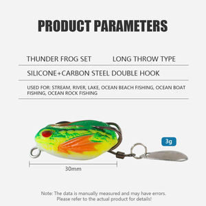 5 pz/lotto Esche da pesca Thunder and Lightning <span class=keywords><strong>Frog</strong></span> 30mm/3g per Bass Mini Soft Lure Doppio Amo Top Water - Product Image 2