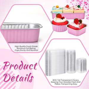 Mejor Precio de Fábrica: Caja de Aluminio para Alimentos, Bandeja Desechable, Vaso para Hornear, Paquete de Papel de Aluminio, Mini Molde para Pan de 200ml con Tapas de Plástico - Product Image 3