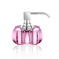 Distributeur de savon liquide HiTop Crystal K9 de luxe sculpté et gravé pour accessoires de salle de bain rose - Finition pompe chromée