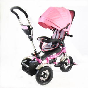 Vélo pour bébé pliable à pneus gonflables pour 2 ans Photos/Vélo à 3 roues avec barre de poussée/Vélo pour enfants 4 en 1 avec parapluie et panier arrière - Product Image 4