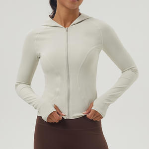 Wholesale Lulu Yoga <b>Jacket</b> <b>Women</b> Short Nude Hooded Fitness Sports <b>Jacket</b> Windproof Running Top - Product Image 4