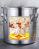 Accessoires de cuisine Seau hermétique Récipients de stockage d'aliments secs en acier inoxydable avec couvercle et supports d'humidité