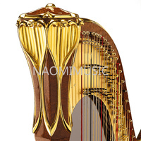 Harpe à pédales de concert avancée, gravée, marque Bow Brand, 47 cordes, gamme G0-C7, ensemble complet avec chariot extensible
