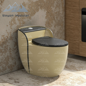 Wayon Luxury Art Golden Beige Ceramic <strong>Toilet</strong> With <strong>Black</strong> Seat Cover for Villa Bathroom Decor - Product Image 5