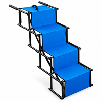 Escalier pour chien à 4 marches pour coffre de SUV, marchepieds portables pour animaux de compagnie avec barrières latérales pour grands chiens âgés, voyages en voiture, bleu OEM ODM