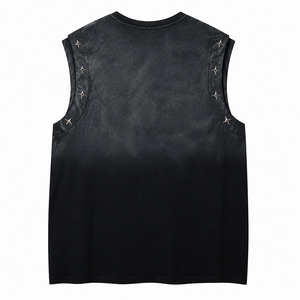T-shirt de luxe OEM pour homme, coupe ample et épaisse, délavé à l'acide, brodé, Camisa Chrome Sin Mangas Hombre Verano Corte Amplio Tee - Product Image 2