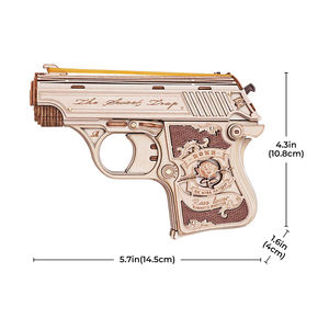 Robotime Rokr Sucesso de Vendas no Tiktok LQ502 Kit de Modelo de Mini Pistola de Elástico Armas de Brinquedo Quebra-Cabeças 3D de Madeira - Product Image 3