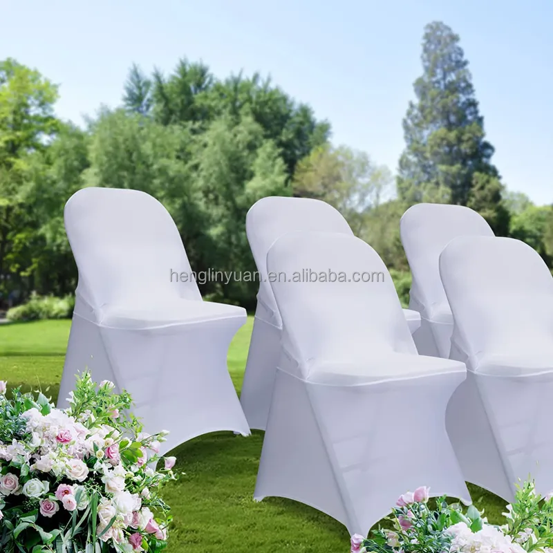 結婚式の椅子カバーのためのカスタマイズ可能なストレッチ生地スパンデックスチェアカバースパンデックスユニバーサルポリエステルバンケットチェアカバー